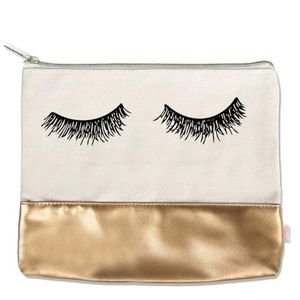 Gold eyelash makeup bag